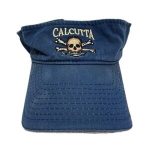 Calcutta Fishing Visor Skull Crossbones Adjustable Hat Cap Blue Fishing Boating